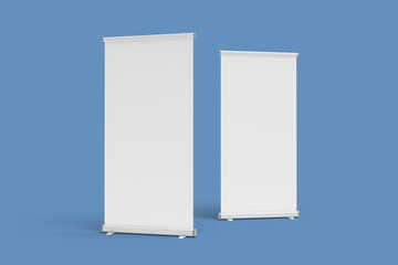Two Roll up banner mockup design isolated