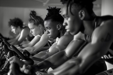 Energizing Spin Class Session in Full Swing - obrazy, fototapety, plakaty