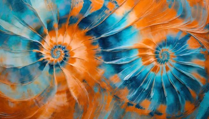 abstract colorful blue orange complimentary colors art design batik spiral swirl technology tie dye...