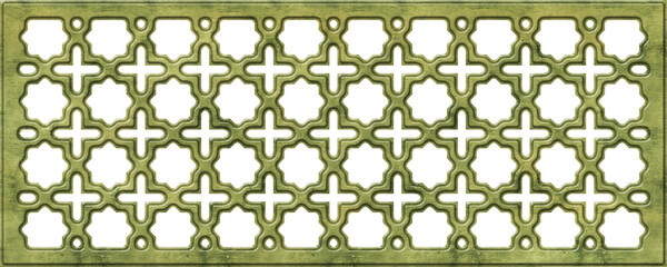 Artistic metal casting. Arabic geometric pattern. Arabesque lattice for wall or window decoration. Wall grill screen. ornament panel. Islamic design for mashrabiya. Illustration