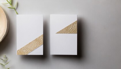 top view of 2 business card on white