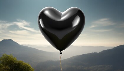 Fototapeta na wymiar 3d black balloon in heart shape