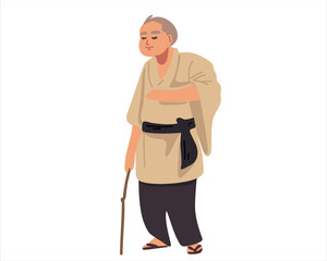 elderly asian man illustration in vector style