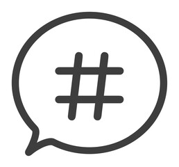 シンプルな黒色のハッシュタグと吹き出し