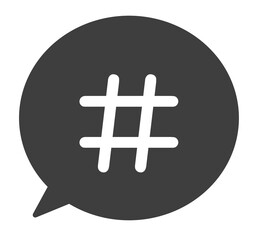 シンプルな黒色のハッシュタグと吹き出し