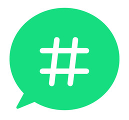 シンプルな緑色のハッシュタグと吹き出し