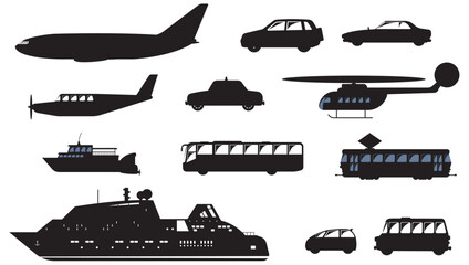 Fototapeta premium transportation silhouettes set