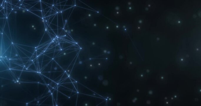 Plexus of threads and knots. Abstract animated background that resembles a neural network visualization.
