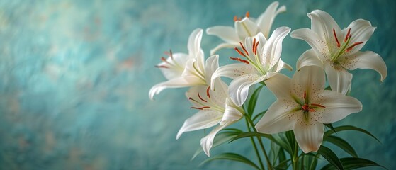 Blooming Beauty White Lilies in a Blue Vase Generative AI