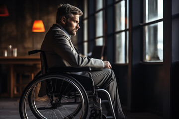 Fototapeta na wymiar Disabled businessman portrait in the office