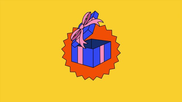 Animated gift box with a ribbon. Gift box motion open