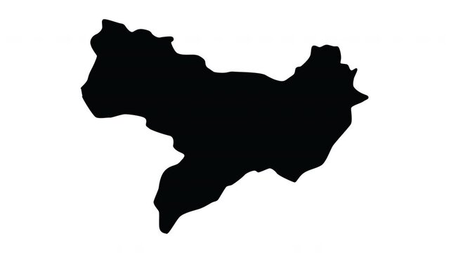 Animation forms a map of Amasya in Turkey