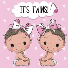 Two cute cartoon twins girls
