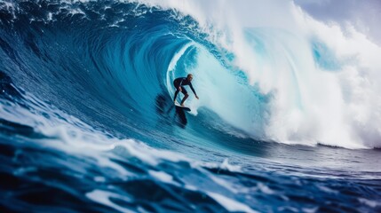Endless Thrill: Surfing the Long Barrel Wave - obrazy, fototapety, plakaty