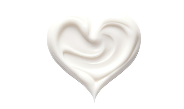 texture of a cosmetic smear of cream in the shape of a heart on a transparent background
