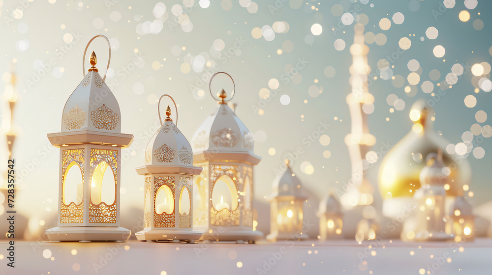 Fototapete ramadan with white background lantern design generative ai
