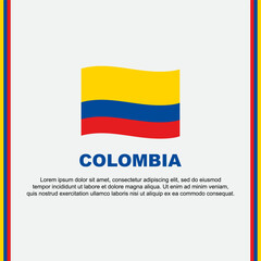 Colombia Flag Background Design Template. Colombia Independence Day Banner Social Media Post. Colombia Cartoon