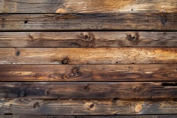 Rustic Wood Texture. Vintage Weathered Brown Wooden Background with Knots and Nail Holes. Distressed Antique Wooden Planks.