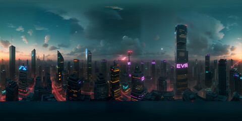 Cyberpunk High Rise Buildings - generative ai, üretken yapay zeka