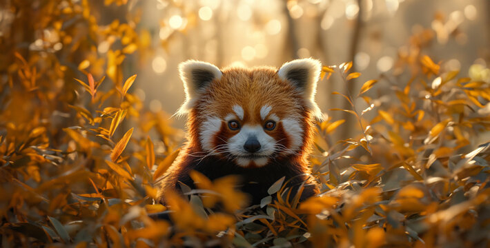 Brown Bear In The Forest, A Detailed And Lifelike Scene Of A Red Panda In A Bamboo Forest, Showcasing Its Adorable Features And The Delicate Balance Of Its Natural Habitat