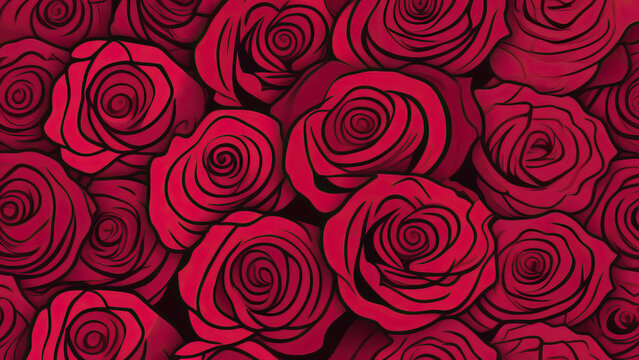 Blooming Affection: Red Rose Background - Illustration for Mother's Day and International Women's Day
