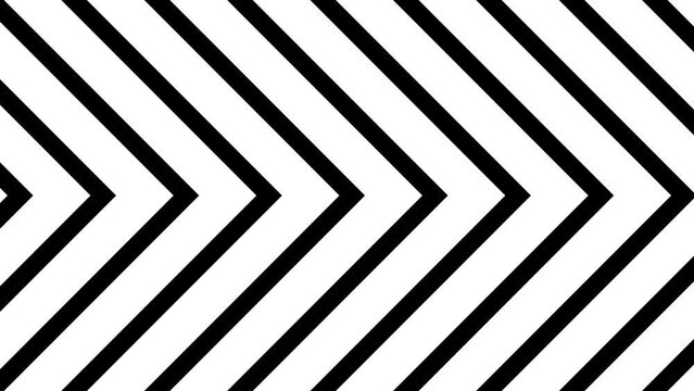 Monochrome visual background. seamless moving background. background video with a pattern of lines moving sideways and forming arrows or triangles consisting of black and white