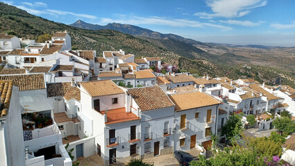 Panoramic sight of the beautiful Zahara de la Sierra, province of Cadiz, Andalusia, Spain.