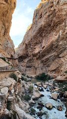 panoramic view of the valley in a natural gorge area. del Rey in the Gaitanes Gorge, Malaga province, Spain