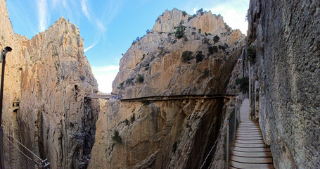 panoramic view of the valley in a natural gorge area. del Rey in the Gaitanes Gorge, Malaga province, Spain