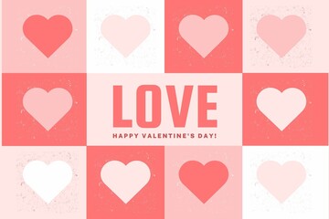 Happy Valentine's Day Poster or banner with cute font, sweet red  hearts  background. Promotion and shopping template or background for Love and Valentine's day concept. Wallpaper, flyer, poste, card.