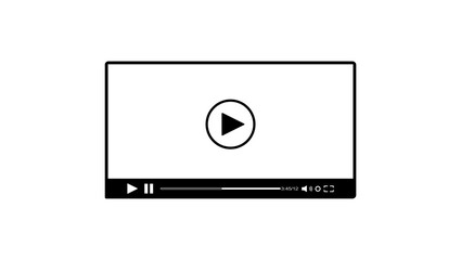 Video player bar emblem, black isolated silhouette