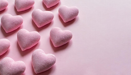 Obraz premium Valentines day creative pattern with baby pink hearts on pastel pink background