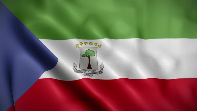Equatorial Guinea waving flag, Flag of Equatorial Guinea Animation, Equatoguinean Flag Closeup, 4k Equatoguinean Flag Waving Animation