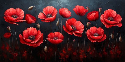Red Poppies in Bloom A Vibrant Painting for the Month of May Generative AI