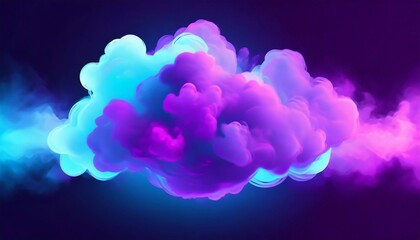 Neon blue and purple cloud. Atmospheric 3D image.