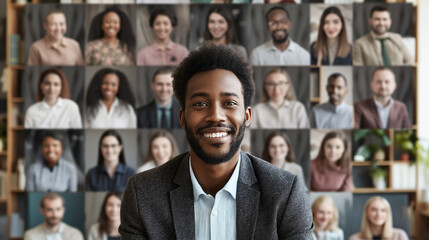 A Man Sitting in Front of a Group of People