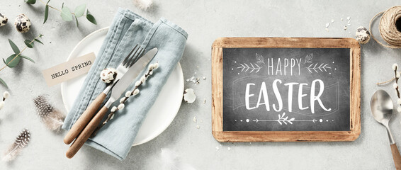 Easter Table Setting with Chalkboard Sign