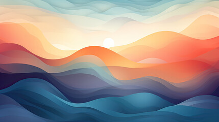 The essence of a sunset using unconventional shapes, lines, and colors, a visually striking and imaginative sunset abstract background Ai Generative