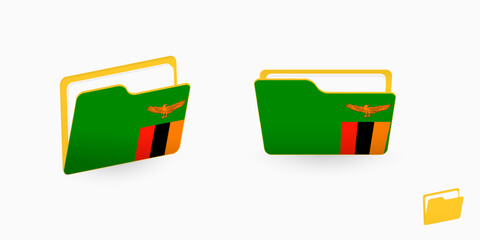 Zambia flag on two type of folder icon.