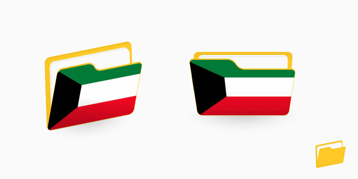 Kuwait flag on two type of folder icon.