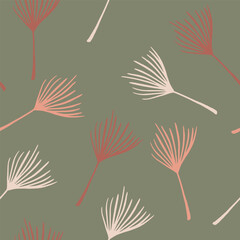 Hipster Tropical Vector Seamless Pattern. Banana Leaves Monstera Dandelion Feather Tropical Seamless Pattern.