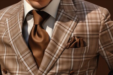Detail on businessman in luxury modern suit for meeting. Generative Ai.