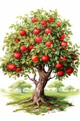 Drawing of an Apple Tree With Apples