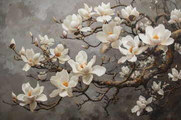 Illustration magnolia flowers indicate the arrival of spring