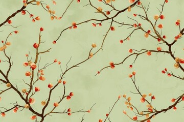 Branches and leaves on a green background