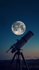 A telescope pointed at the moon