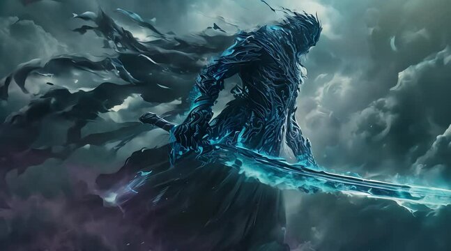 A sword wraith warrior twisted by dark magic (mov) made with Ai generative