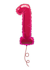 Helium pink balloons number. Realistic design element, numeral character. Party decoration balloon or anniversary sign. Vector glossy decorative digit illustration © designer_things