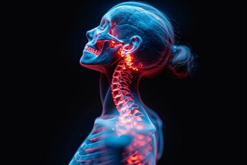 Glowing Skull A Neon-Illuminated Skeletal Anatomy Generative AI
