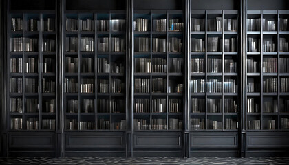Bookshelves in the library